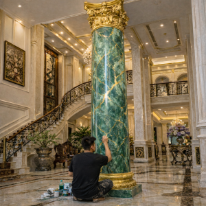 Thi công giả đá cẩm thạch trên cột – trụ