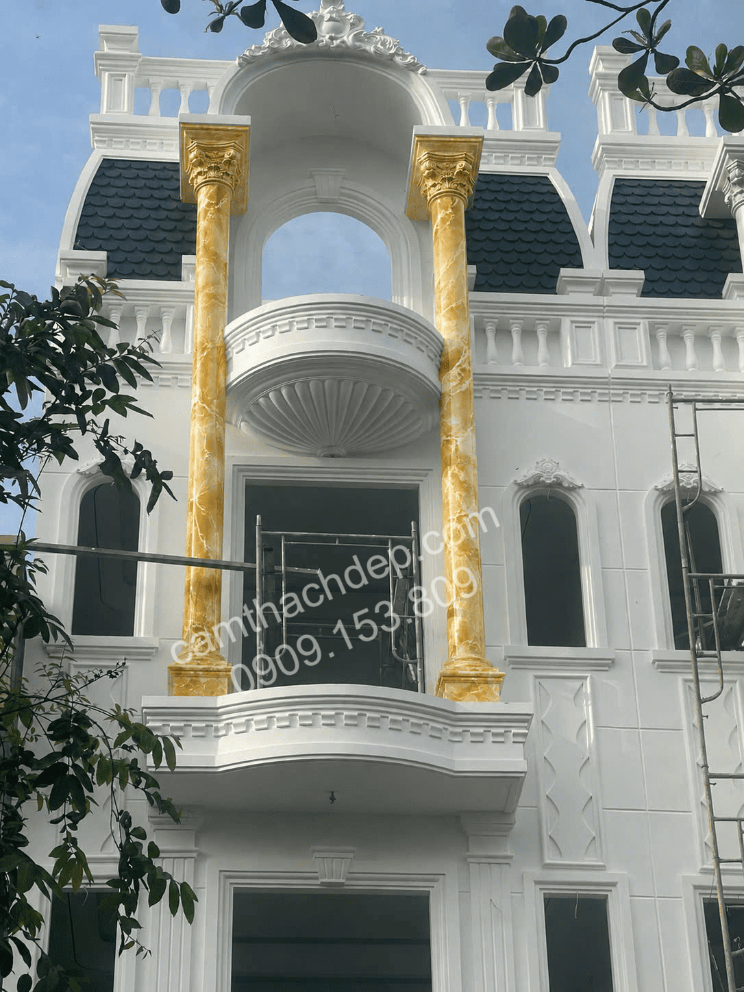 Cột Sơn Giả Đá Vàng Hoàng Gia - cẩm thạch đẹp
