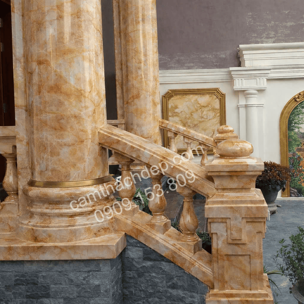 Cột Sơn Giả Đá Hoàng Kim Cao Cấp - cẩm thạch đẹp