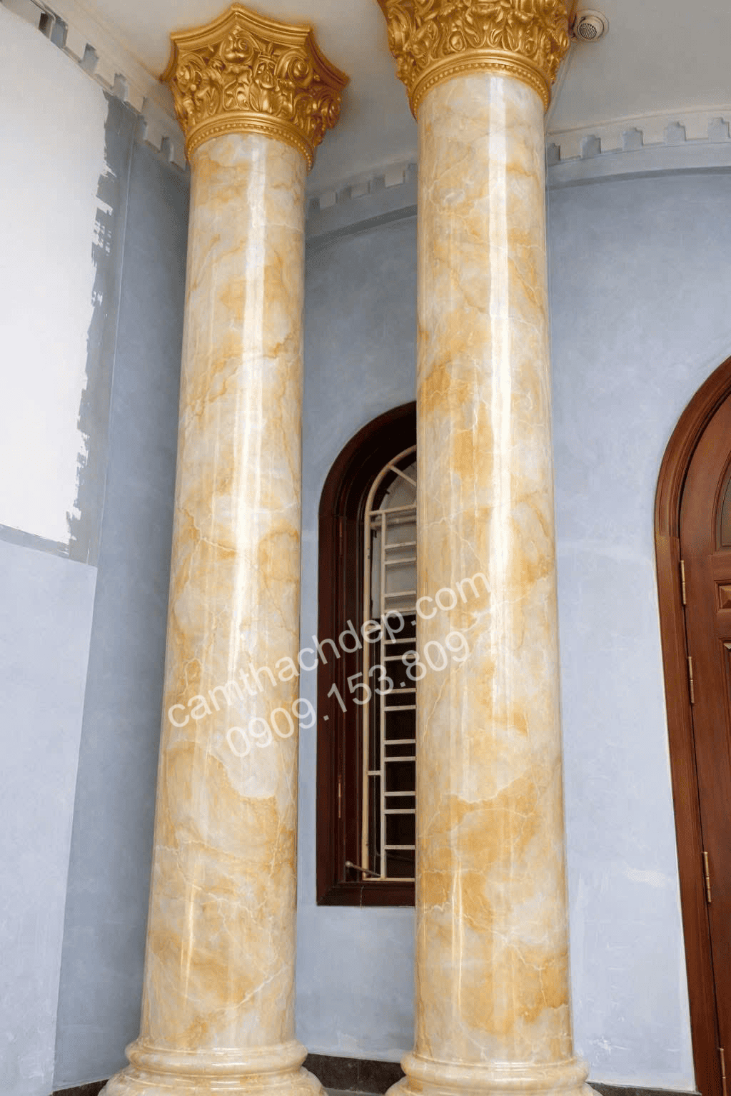 Cột Sơn Giả Đá Vàng Vân Mây - cẩm thạch đẹp