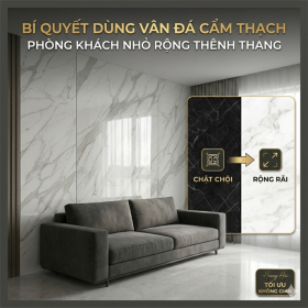 Bí quyết dùng vân đá cẩm thạch giúp không gian phòng khách nhỏ rộng thênh thang