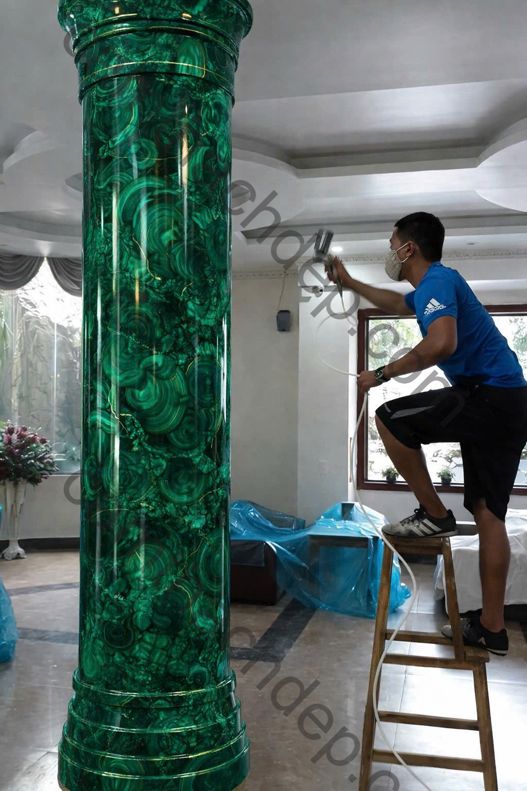 Cột Giả Đá Cẩm Thạch Chu Tước