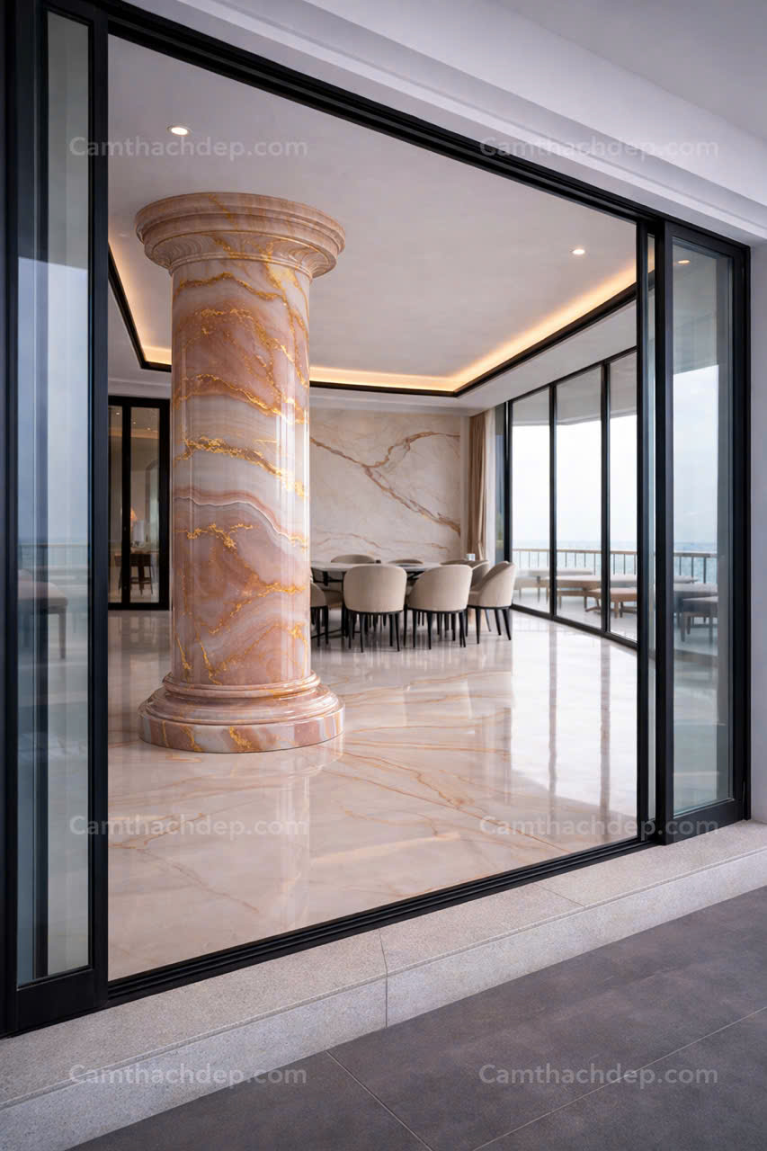 Giả đá cẩm thạch cao cấp hồng ngọc