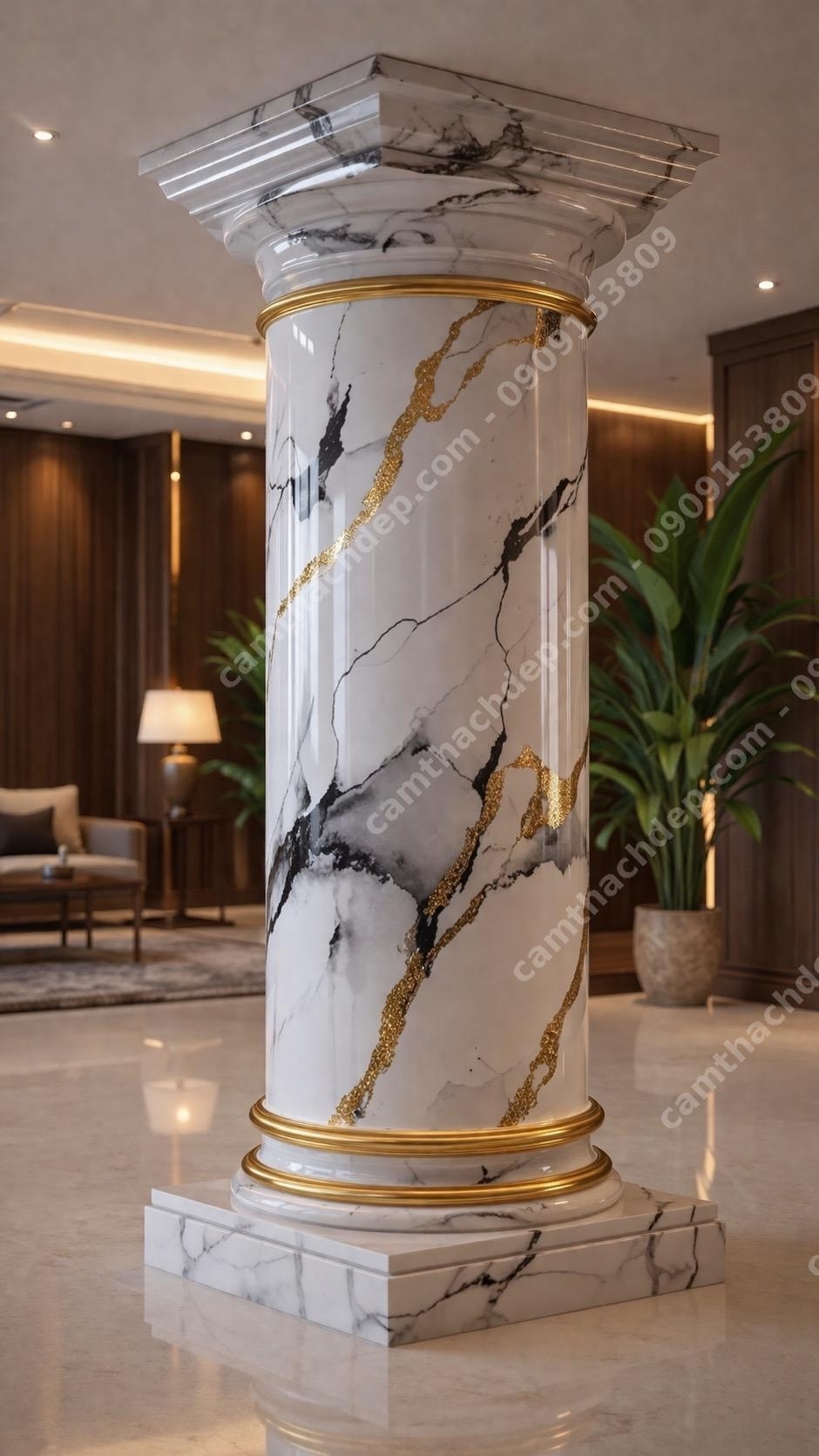 Giả đá cẩm thạch cao cấp trắng vân mây ánh kim