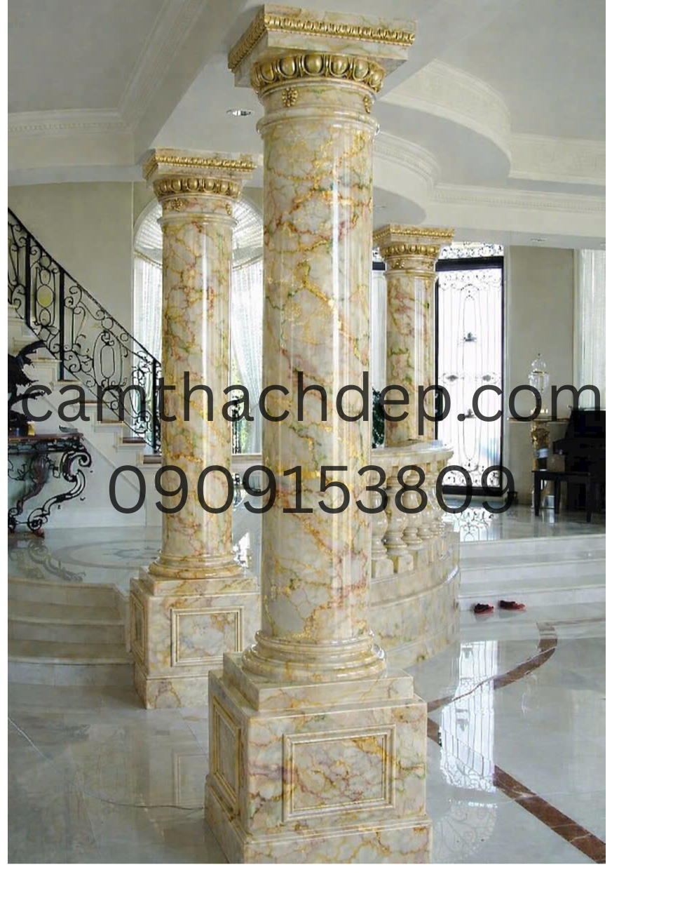Trụ Cột Tròn Vẽ Giả Đá Cẩm Thạch Hoàng Gia – Đẳng Cấp Biệt Thự Tân Cổ Điển Hoàng Hải