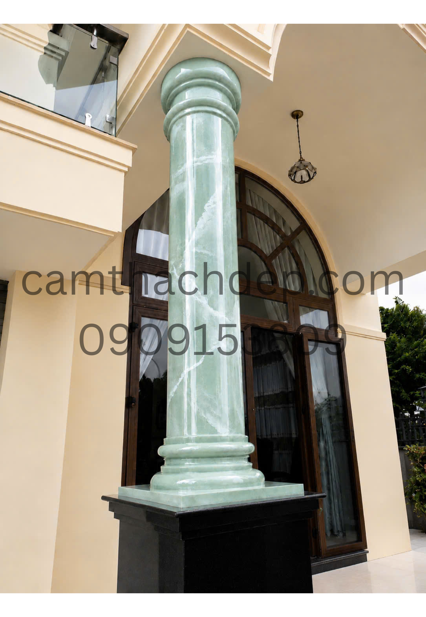 Trụ Cột Tròn Vẽ Giả Đá Cẩm Thạch Xanh Ngọc Lục Bảo